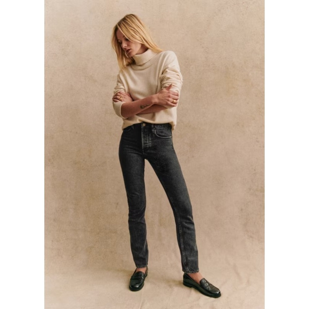 Sezane Brut Sexy Jeans in Middle Grey Organic Cotton, FR Size 38 (US 6, Med)